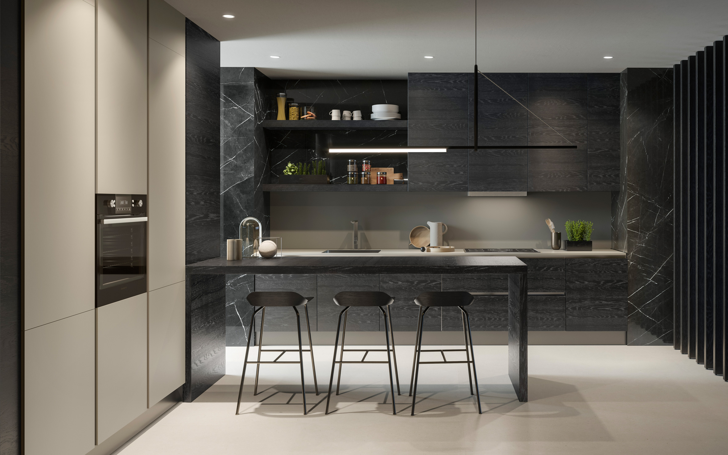 Cucina parete orientabile